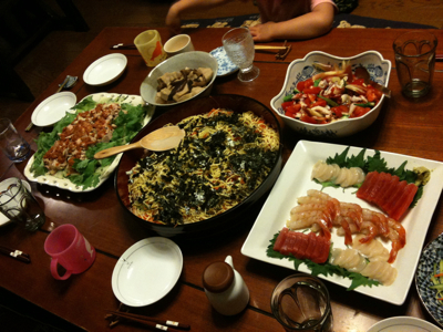 実家で晩御飯